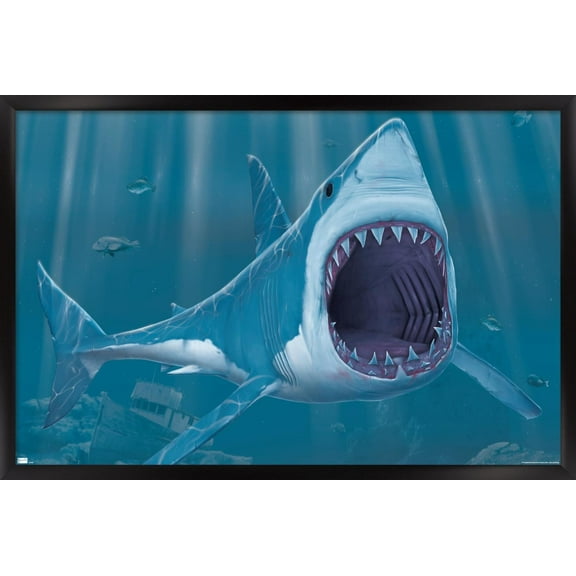 Vincent Hie - Shark Bite Wall Poster, 22.375" x 34", Framed