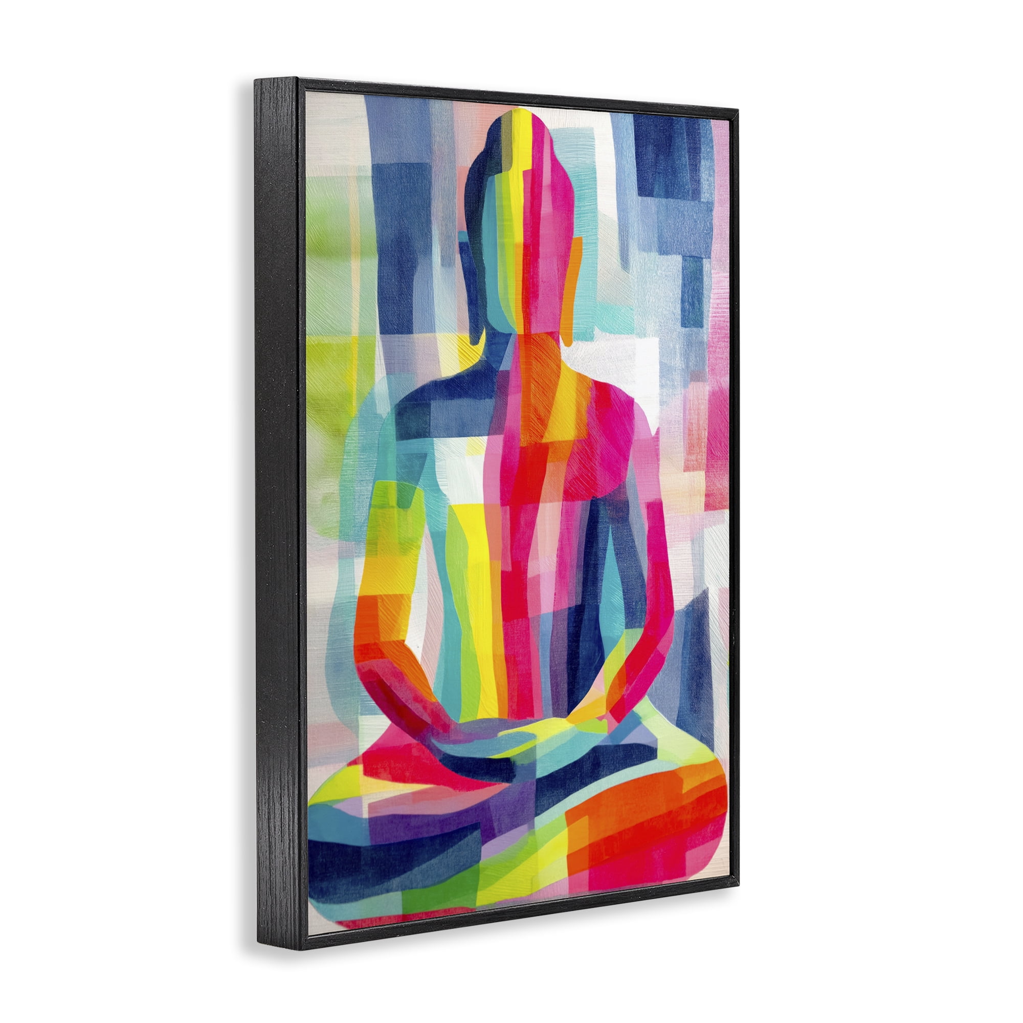 Stupell Industries Geometric Buddha In Spectrum Black Framed Giclee Art, design by Chromatic Storm Studio