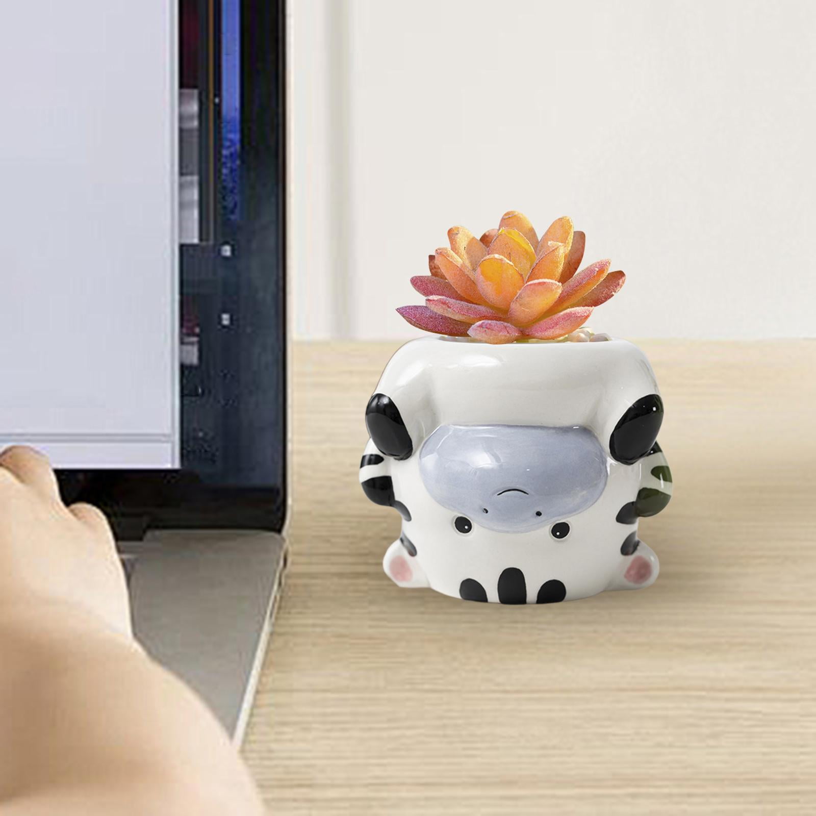 figatia Ceramic Animal Planter for Home Decor , Zebra 10x9x8