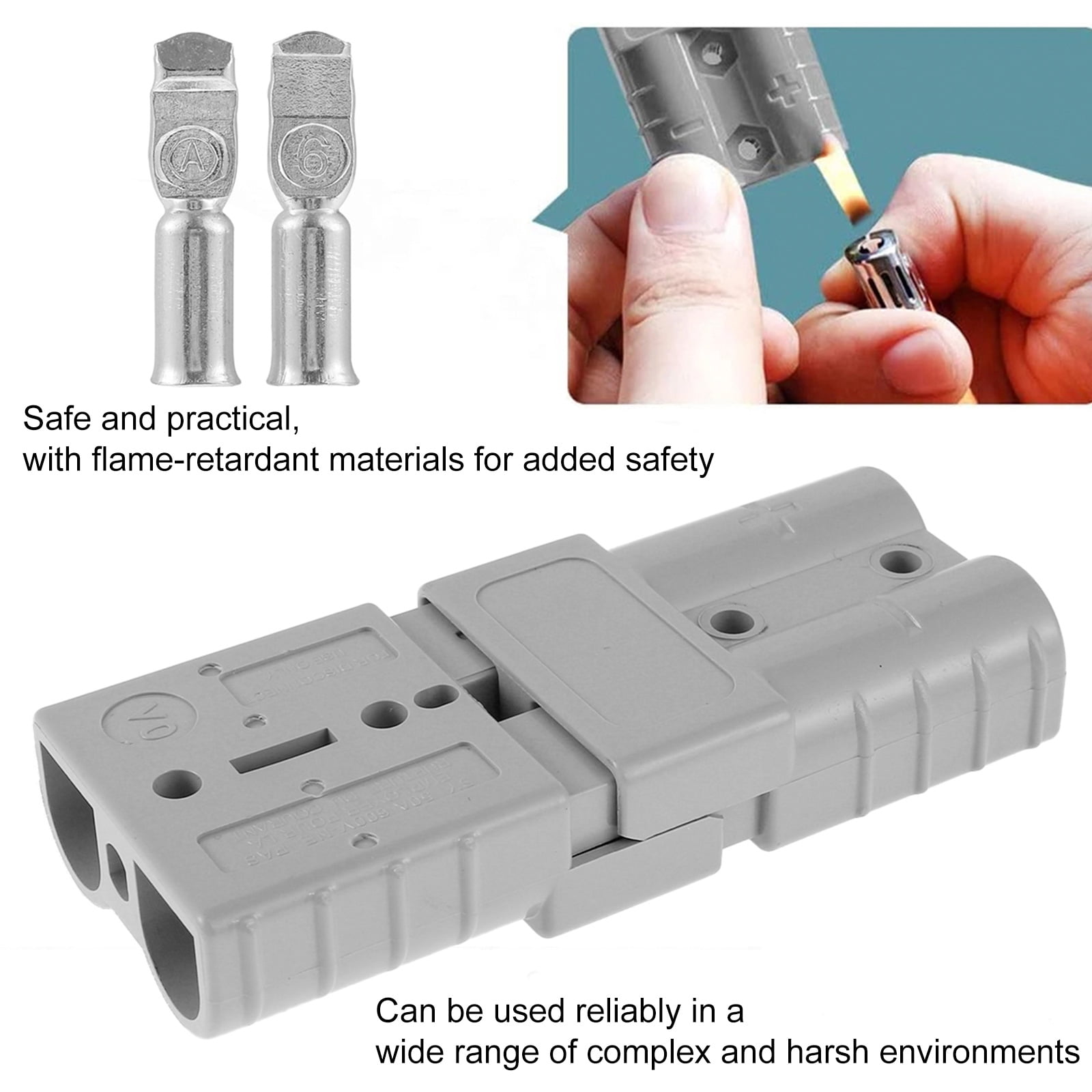 20Pcs 50A Battery Connector Kit 2 Pin Quick Connect Disconnect Plug with 40Pcs Silver Plated Copper Terminal 600V Heavy Duty Battery Quick Connector for EV Forklift Solar Power System