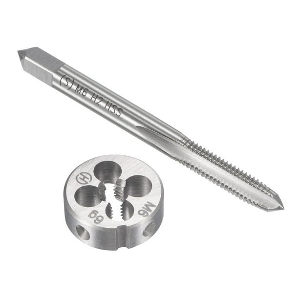 Juego de machos y matrices métricos Uxcell M6 x 1mm con macho de roscar y matriz redonda