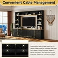 thumbnail image 4 of 102.3"W Farmhouse Entertainment Center Wall Unit with Adjustable Shelf, Modern Large TV Stand with Bookshelves for TVs Up to 75", Rustic Media Console with 6 Drawers for Living Room, Black, 4 of 9