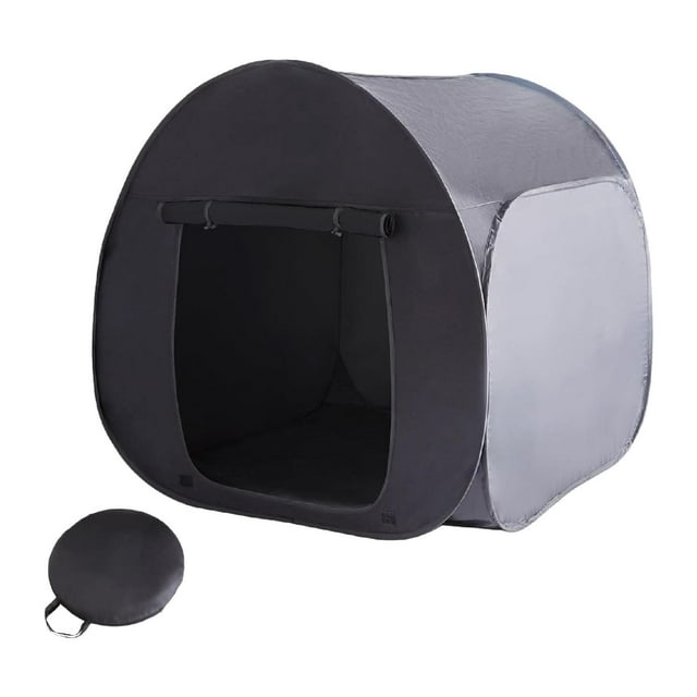 DYNWAVECA Sensory Tent for Kids Calm Down Corner Black Foldable Play and Relax Instant Travel Popup Blackout Tent Playroom for Barbecue Small Arched