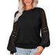 thumbnail image 1 of Camiseta de manga larga para mujer, jersey con cuello redondo, Top con manga acampanada, Top holgado informal para mujer, 1 of 6