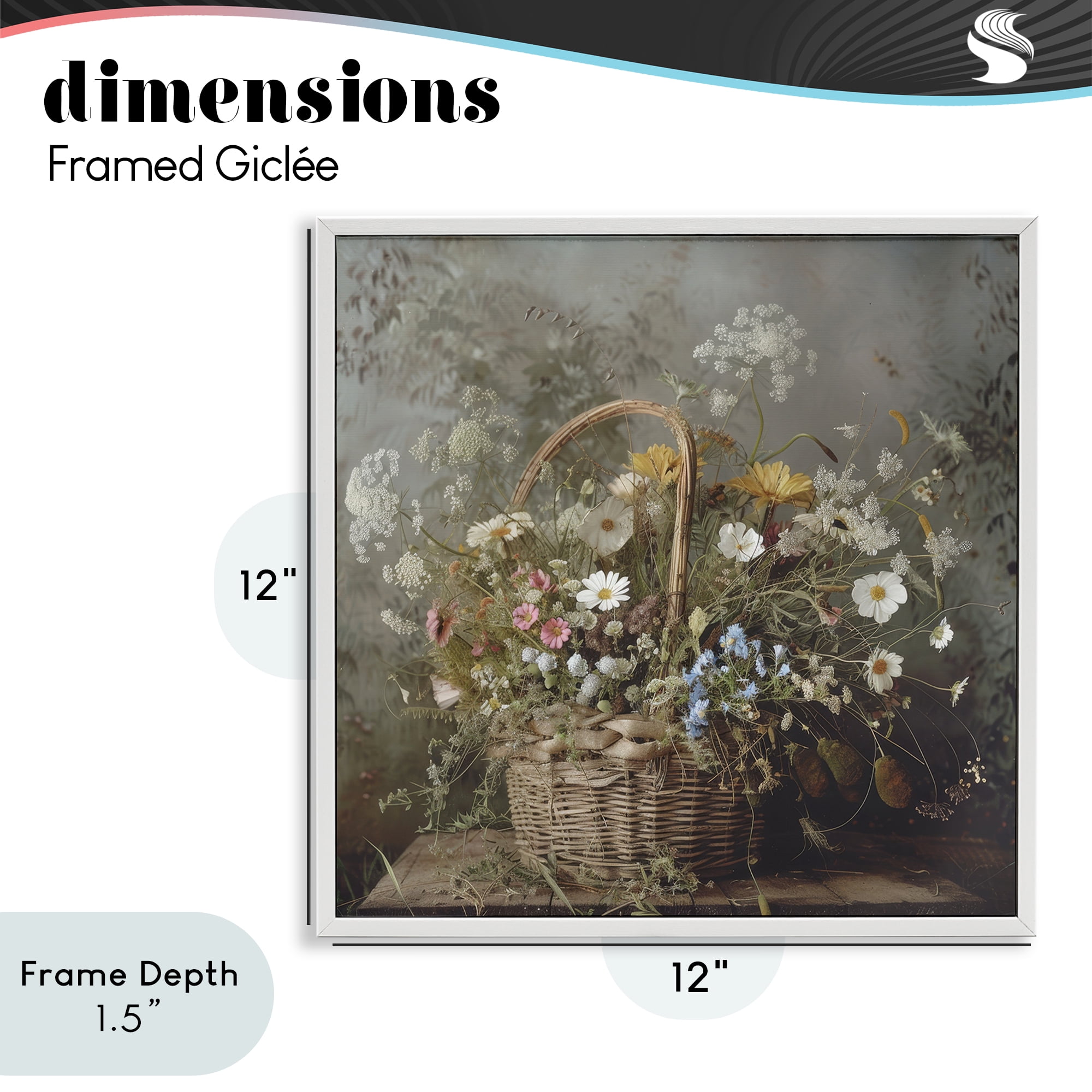 Stupell Industries Rustic Basket with Flowers White Framed Giclee Art, design by Lazar Studio