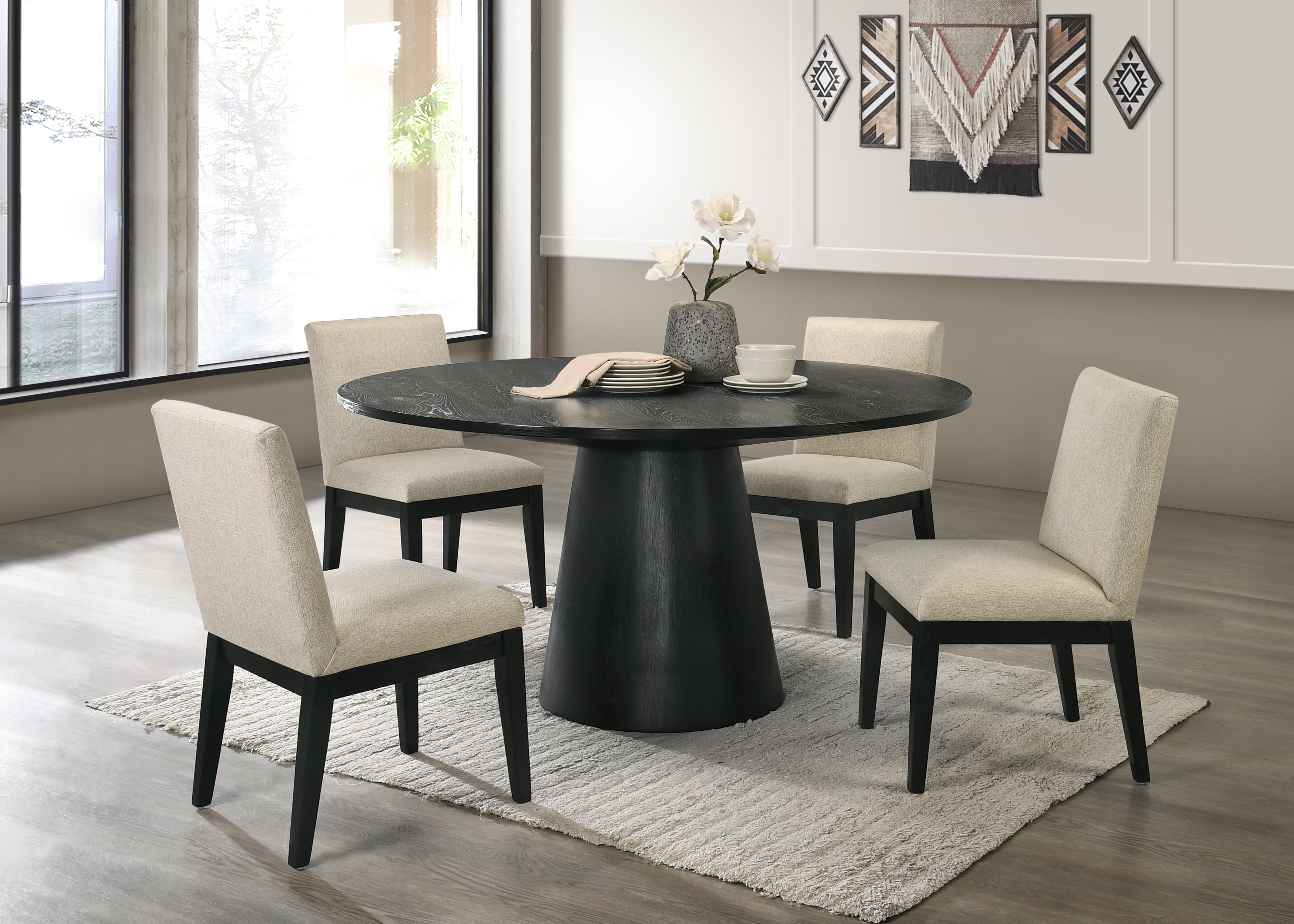 アクメACME Furniture TABLE / BLACK Acme Furniture Froja Wood Ebony Black Wood Top 59 in