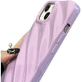 thumbnail image 2 of Cute Curly Wave Case for iPhone 13/iPhone 14 6.1 inches, Water Ripple Pattern Phone Case Slim Shockproof Satin Glossy Cover for Girls Boys Silicone 3D Non-Slip Case -Purple, 2 of 11