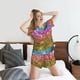 thumbnail image 5 of Fotbe Glitter Rainbow Conjunto de Pijama Estampado para Mujer, 2 Piezas, Ropa de Dormir con Camiseta de Manga Corta y Shorts Suaves-Large, 5 of 6