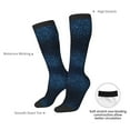 thumbnail image 4 of Xecao Blue Glitter Retro print thigh-high socks, crafted for both men and women with a stretchy, high-opaque design perfect for daily wear, 4 of 6