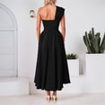 thumbnail image 5 of Women's Fashion Sleeveless Off Shoulder Solid Color Waist Defining Full Skirt Dress Black M, 5 of 7