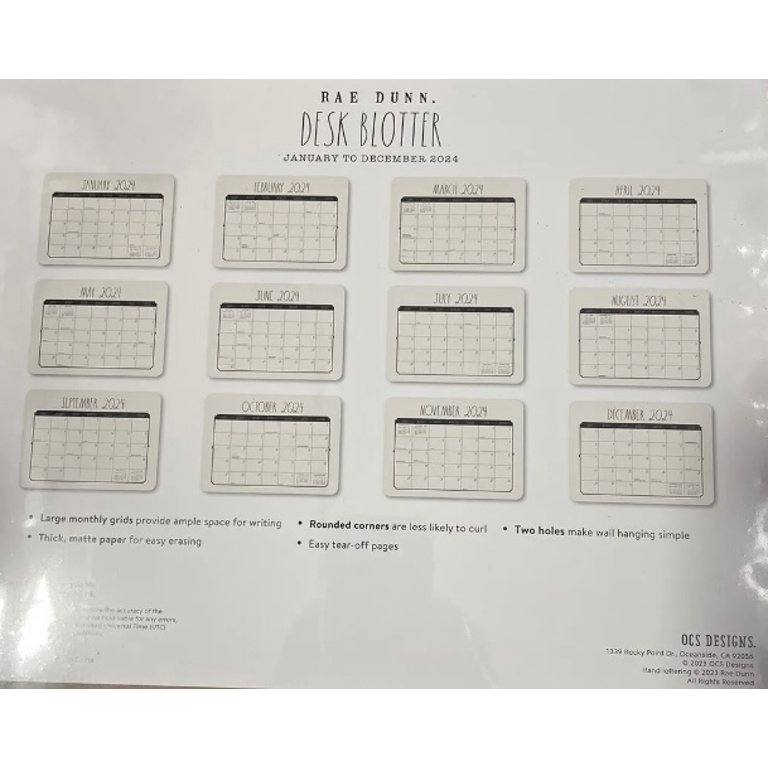 rae-dunn-desk-blotter-planner-calendar-12-month-calendar-jan-dec-2024-19x14-walmart-com