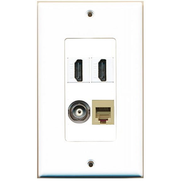 RiteAV - 2 Port HDMI 1 Port Phone RJ11 RJ12 Beige 1 Port BNC Wall Plate Decorative