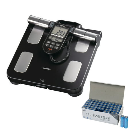 Omron HBF-516B Full-Body Sensor Body Composition Monitor + Scale With 7 Fitness Indicators (180-day Memory) & UPG AA 50