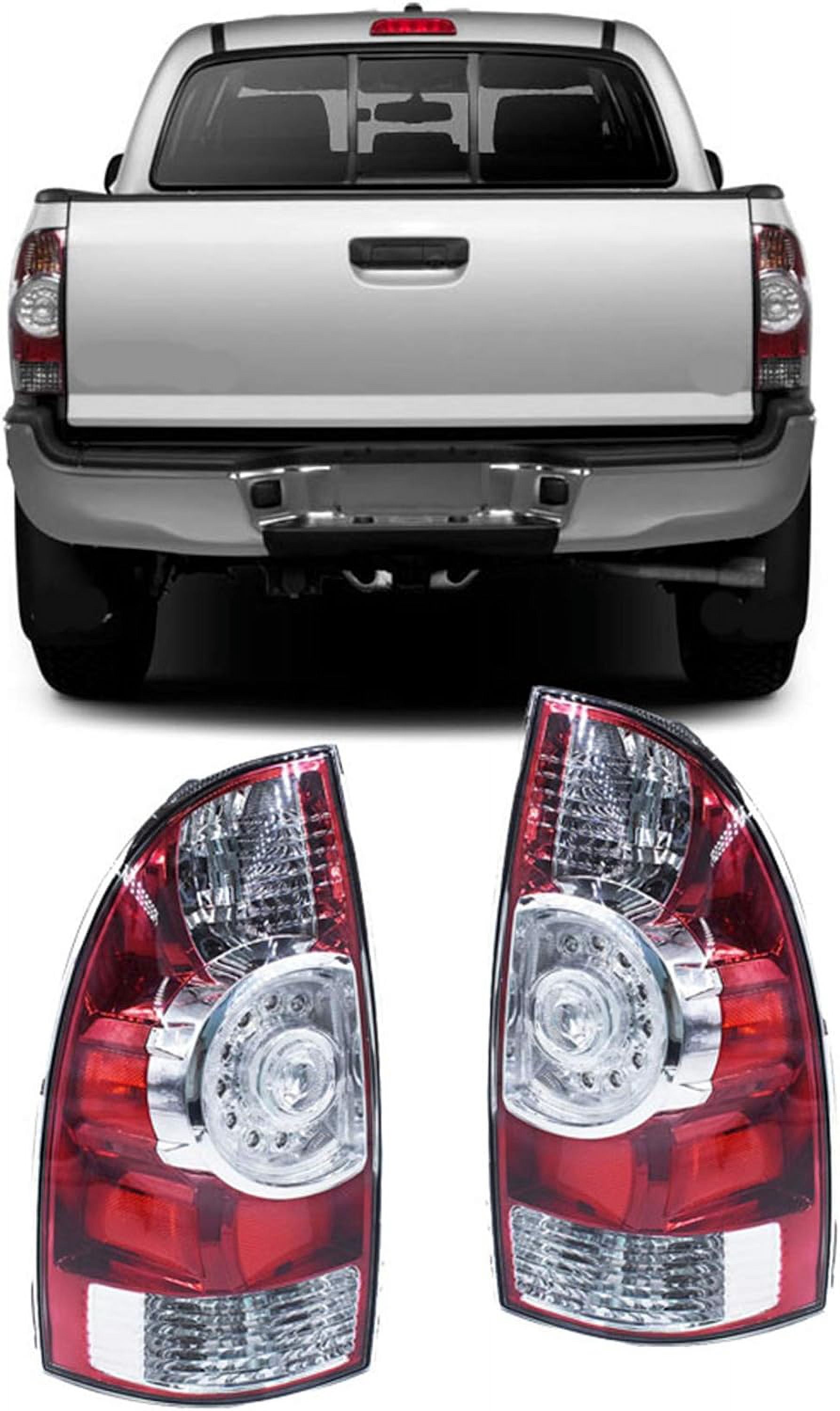 ALL-CARB Red Clear LED Rear Tail Brake Lights Replacement for 2005-2015 Toyota Tacoma Left and Right Side Tail Lights