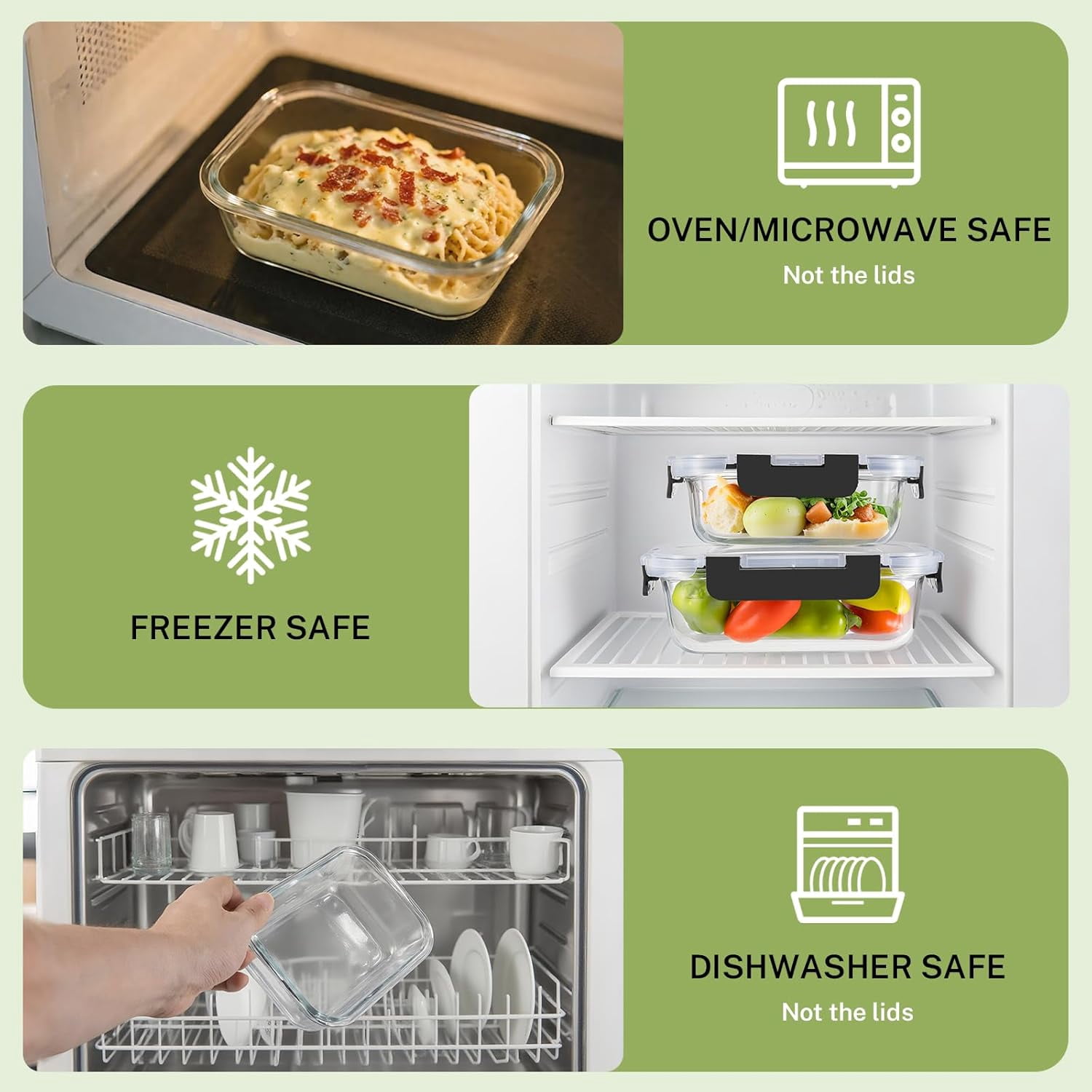 8 Pack Glass Food Storage Containers with Lids, Meal Prep Containers, Airtight Bento Boxes with Leak Proof Locking for Microwave, Oven, Freezer and Dishwasher, BPA Free, 5-35oz, light blue