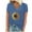 Blue, variant on Wancir Women's V Neck T Shirts Casual Rolled Short Sleeve Side Split Summer Tops Loose Fit