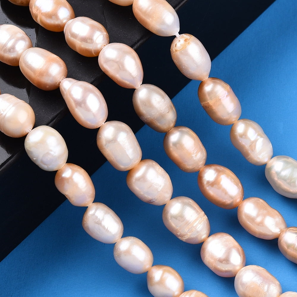 Natural Cultured Freshwater Pearl Beads Strands Baroque Keshi Pearl Rice Beads Wheat 8~13x6.9~7.5mm Hole: 0.7~0.8mm about 34~38pcs/strand 13.78 inch(35cm)