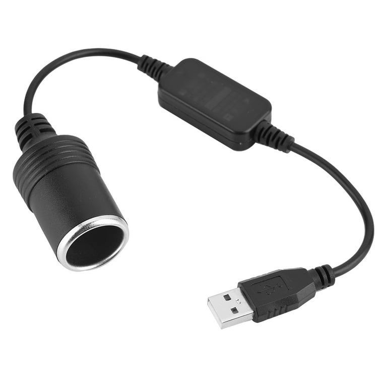 USB Port to 12V Car Cigarette Lighter Socket Female Converter Adapter Cord