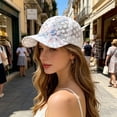thumbnail image 6 of AURIGATE Summer Lace Flower Baseball Cap Women, Adjustable Size Sun Protection Hat Breathable Mesh Back, Outdoor Sun Hat Picnic Daily Wear, White, 6 of 6