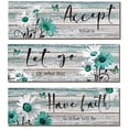 thumbnail image 2 of 3 Pieces Farmhouse Teal Bathroom Wall Art Wood with Floral and Inspirational Words for Various Places, 2 of 8