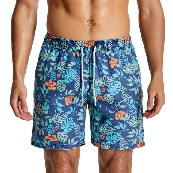 Mens Summer Swim Trunks Fashion Graphic Shorts Casual Lightweight Quick Dry Relaxed Fit Bathing Suits Breathable Drawstring Short Pants