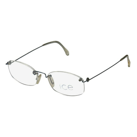 New Ice 5 Mens/Womens Designer Rimless Blue Light Weight Drill Mount Designer Sleek Frame Demo Lenses 50-18-140 Eyeglasses/Spectacles