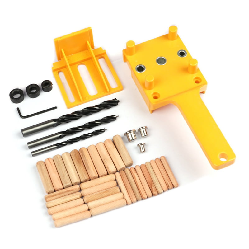 41X,Handheld Woodworking Guide Wood Dowel Drill Hole Saw Doweling Jig Drill Kits