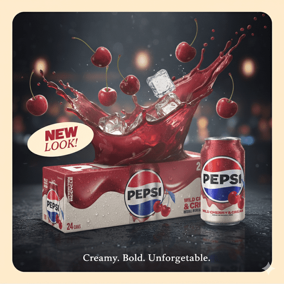 Pepsi Wild Cherry & Cream Soda, 12 fl oz Cans – 24-Count