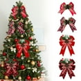 thumbnail image 4 of 6 Pack Christmas Tree Bows and Ribbon Decorations,Christmas Buffalo Checkered Bow Checkered Ribbon Bows for Gift Wrapping,Christmas Ornaments Tree Wreath Decoration Indoor Outdoor,Red Golden, 4 of 6