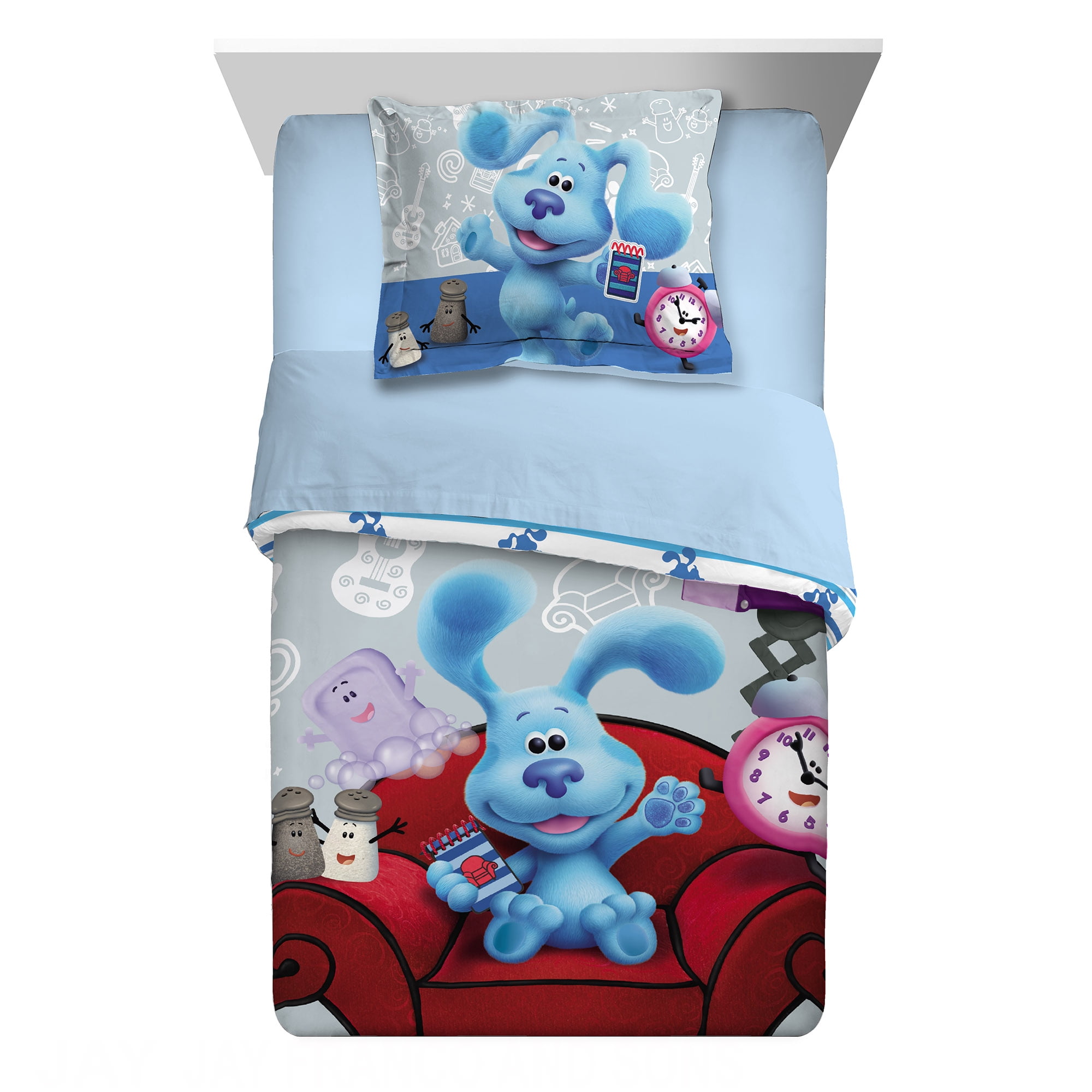 Blue's Clues & You Kids Comforter with Sham, Twin/Full, 2-Piece Set, Reversible, Gray