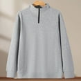thumbnail image 4 of Men's 1/4 Zip Pullover Cotton Fleece Sweatshirts Long Sleeve Solid Color Casual Warm Fall Winter Sweater Tops (4XL, Gray), 4 of 7