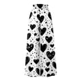 thumbnail image 5 of WTOBBY Women's High Waisted Wide Leg Pants Summer Casual Flowy with Pockets and Romantic Valentine's Day Print,Beach Trousers for Date Nights, Anniversary Celebrations and Couple Getaways,Black L, 5 of 5