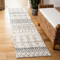 SAFAVIEH Tulum Coriander Moroccan Geometric Runner Rug, Ivory/Grey, 2' x 8'
