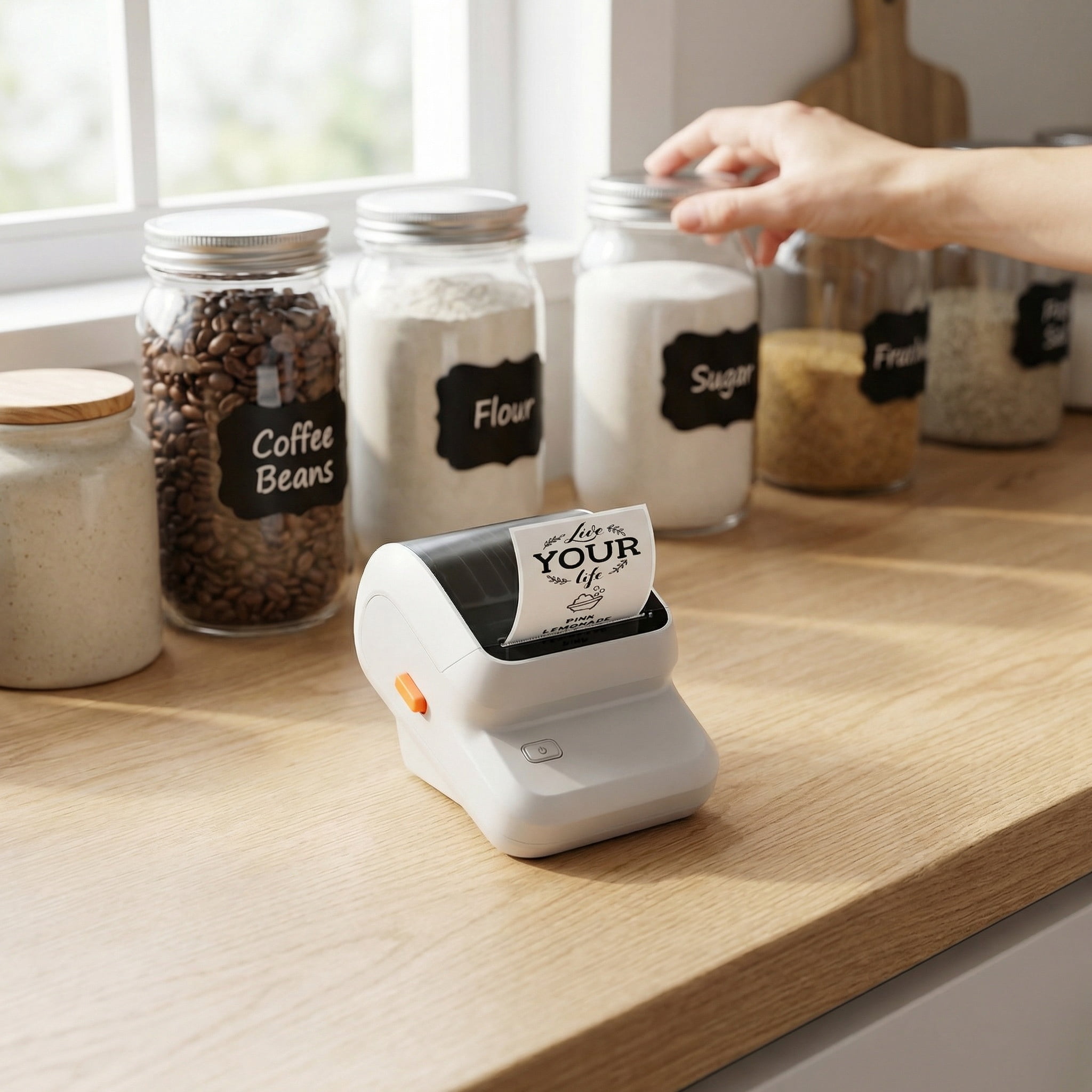 Phomemo M100 Portable Sticker Printer And 1 Roll Paper, Wireless Thermal Label Maker, Easy to Use, Prints 20-50 Mm Wide, for Home Office, School, Storage And Organization （White）