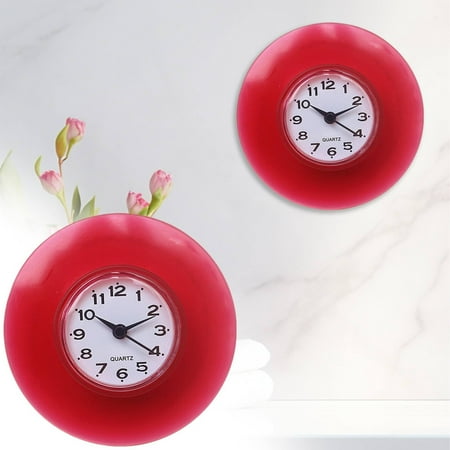Miommo Waterproof Suction Cup Clock, Small Bathroom Shower Wall Clock, Mini Round Kitchen Refrigerator Clock Decor, White