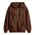 thumbnail image 7 of Chiccall Women's Quilted Texture Half Zip Hoodie Sweatshirt, Drawstring Hood Oversized Long Sleeve Loose Casual Pullover Jacket, 7 of 7