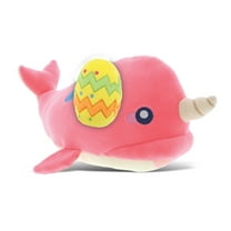 DolliBu Super Soft Pink Narwhal with Yellow Easter Egg Plush - Perfect Narwhal Stuffed Animals for Easter Basket, Cute Easter Egg Stuffed Animal Spring Toys for Girls, Boy, Baby - 11.75 Inches