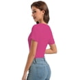 thumbnail image 4 of Womens Summer Short Sleeve T Shirts Knit Slim Fit One Piece Cutout Scoop Neck Going Out Date Night Tops, 4 of 6