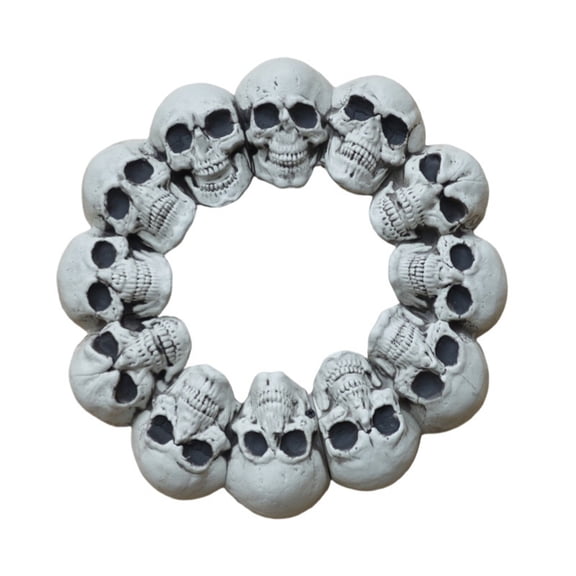 Rirozkan Halloween Skull Wreath, Creepy Skeleton Ring Decoration with Hanging Loop, Spooky Prop for House, Yard, Indoor Outdoor Party Scene
