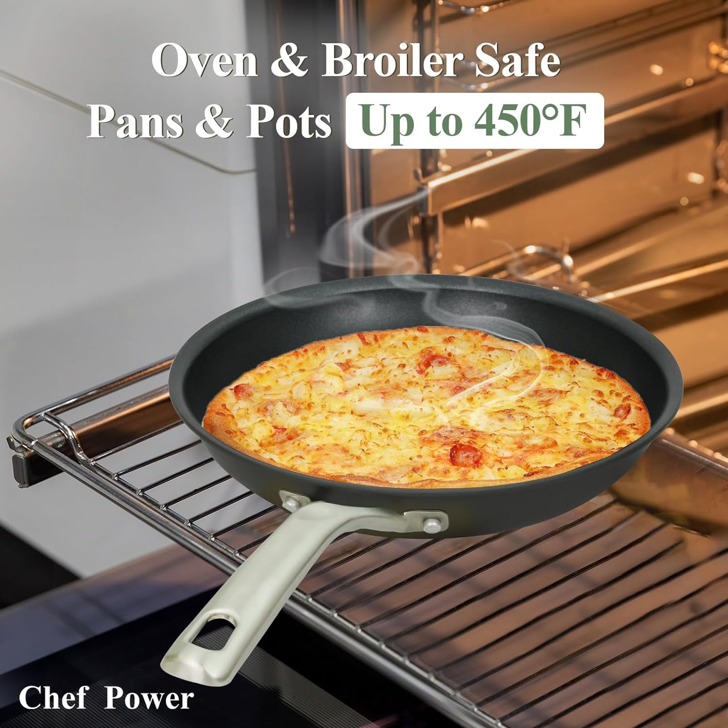Chef Power 4 Pcs Pots and Pans Set, Hard Anodized Cookware Set, Nonstick Pan, Fit Induction, Oven, Dishwasher, Stainless Steel Handle, Essential (4 Pieces)