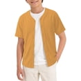 thumbnail image 2 of UACY Boys Baseball Jersey Button Down Blank Solid Color Short Sleeve Shirts Hipster Hip Hop Active Team Sports Uniforms (Orange, 4-5 Years), 2 of 9