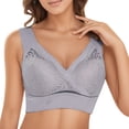 thumbnail image 4 of CUZIBR Sports Bras For Women Seamless Wireless Lace Cross Front Underwear Thin Cup V-Neck Tank Top Cozy Lightweight Full Coverage Comfortable Bralette Dailywear,Grey,L, 4 of 4