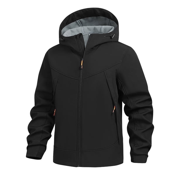 Ceisia Men's Winter Warm Hooded Zipper Closure Gift Solid Color Jacket - Nylon-Spandex for Daily & Outdoor Wear
