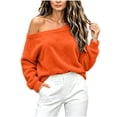 thumbnail image 3 of AKOEE Fuzzy Sweatshirts Off The Shoulder Pullover Long Sleeve Tops for Women Casual Loose Plush Sweaters (XL, Orange), 3 of 8
