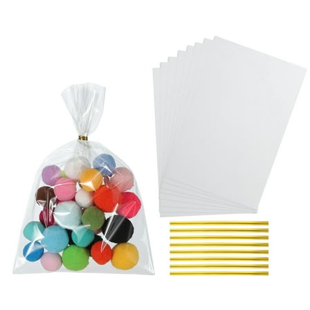 Uxcell Treat Bags, Clear Gift Bags with Twist Ties Plastic Gift for Candy Party Favor Cookies Packaging Bakery 9 in