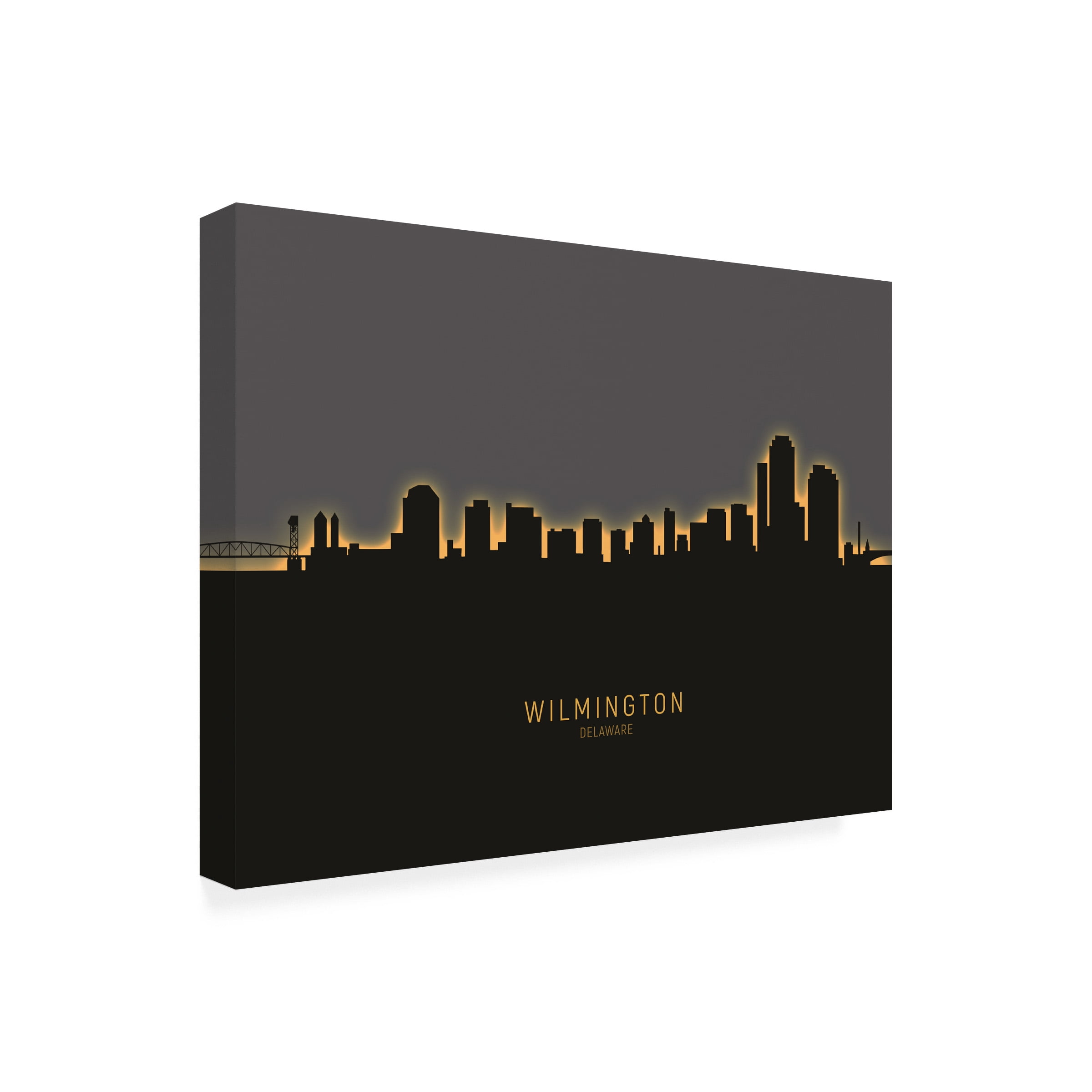 Michael Tompsett 'Wilmington Delaware Skyline Glow II' Canvas Art
