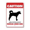 thumbnail image 1 of Letrero de metal con la leyenda "Patrullado por el Jindo coreano", para perros, amantes de los animales caninos Tamaño: 8 x 12 pulgadas, 1 of 4