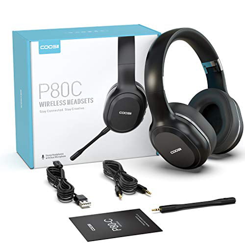 40H Playtime for Laptop Chromebook CellPhone Skype Zoom COOSII Bluetooth Headphones Wireless with Noise Cancelling Dual Microphone for Home Office Online Class Over Ear Soft Ear Cups Stereo Headsets 