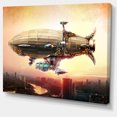 thumbnail image 2 of Design Art - Dirigible Balloon in Sky over City, 2 of 3