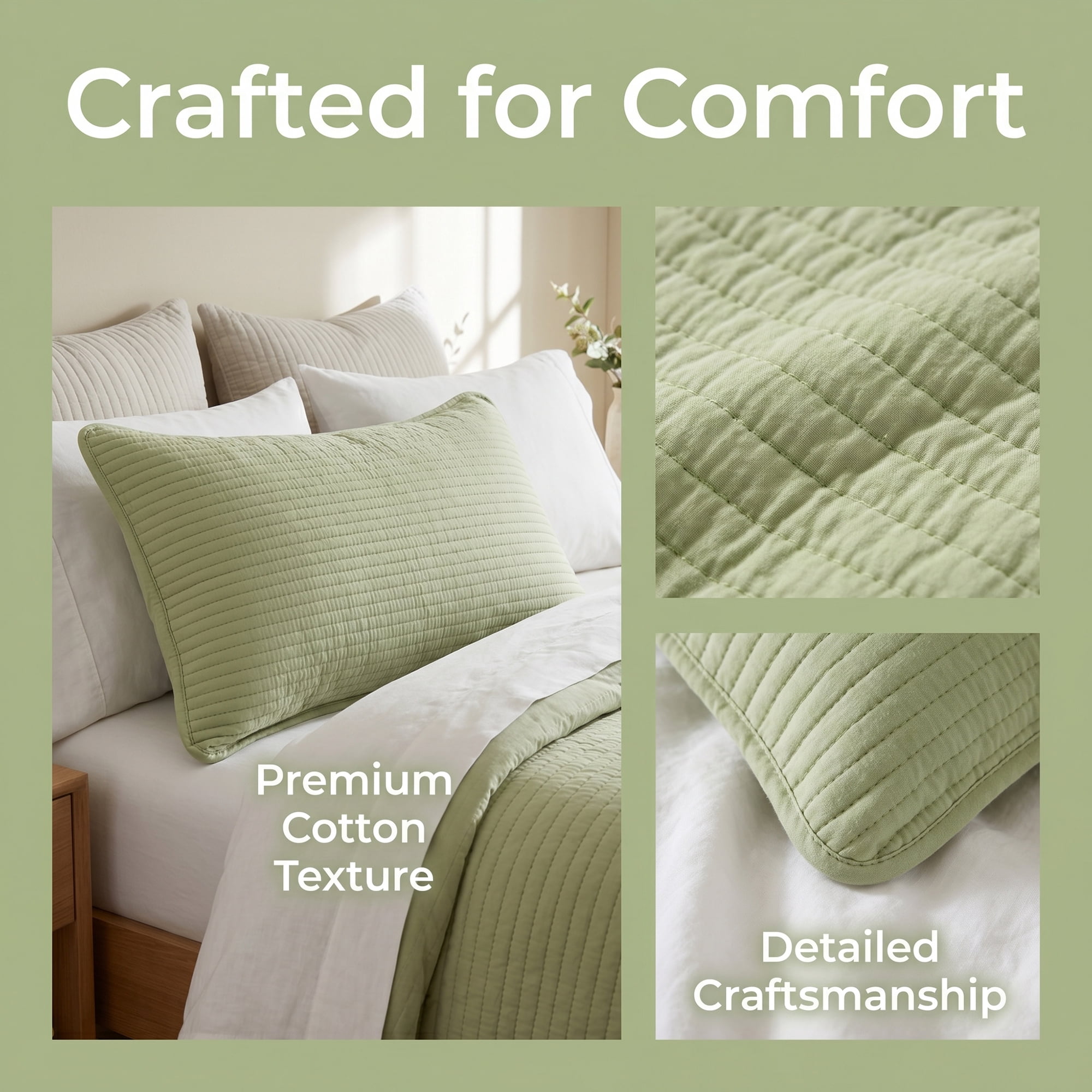 Unique Bargains Envelope-style Pillow Protector, 1 Pack Quilted Pillow Protector Green